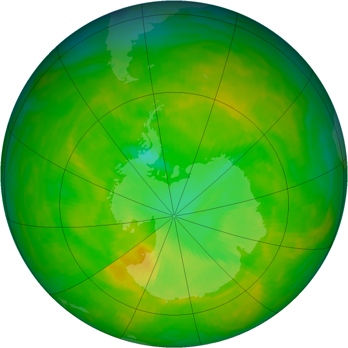 Antarctic ozone map for 30 November 1991